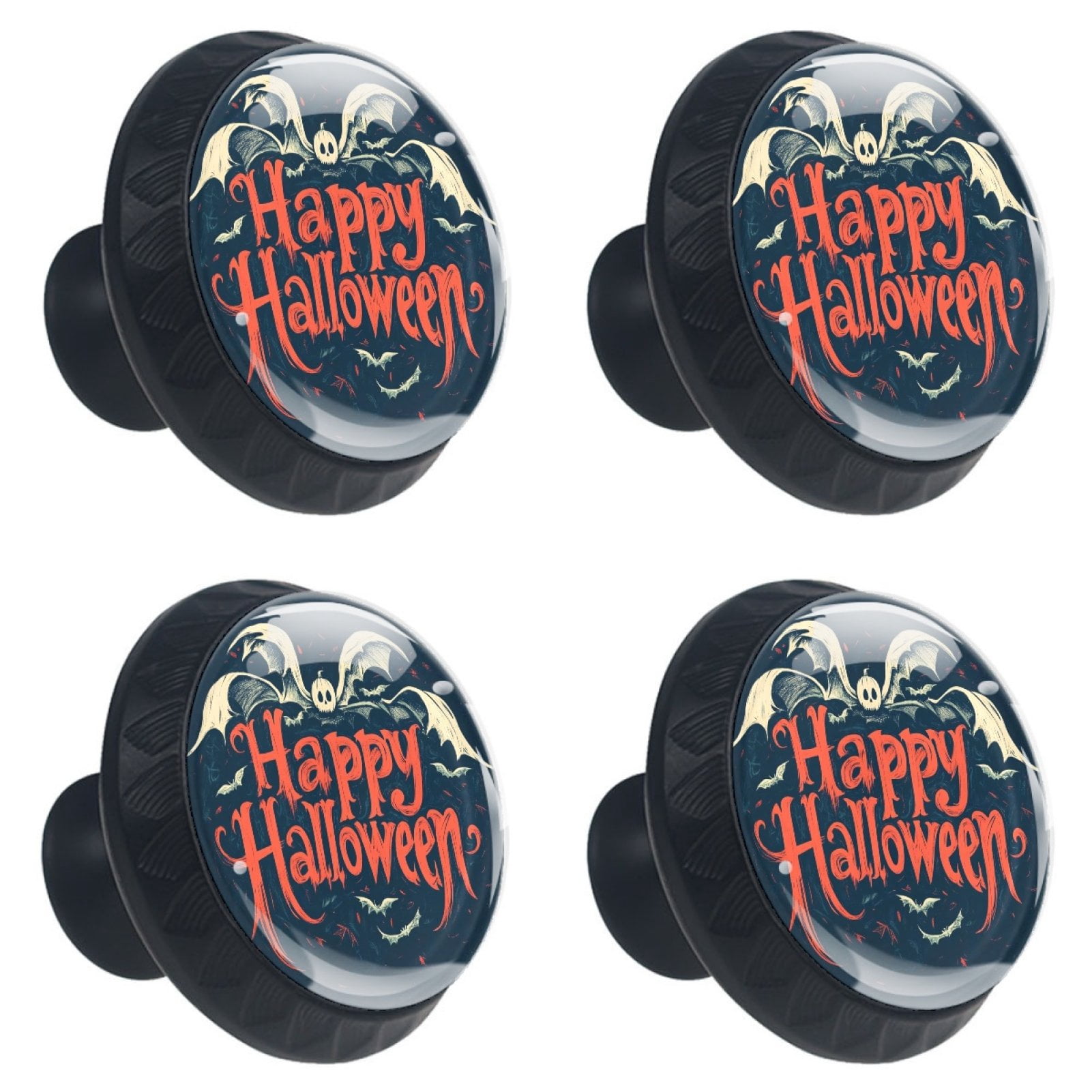 4 Pcs Happy Halloween Knobs for Kitchen Cabinet Cupboard Dresser Bookcase Drawer Pulls Handles Round Home Decor