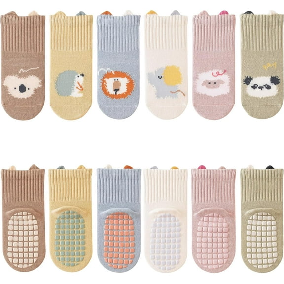 Baby Crew Socks with Grips Unisex Toddler Infant Cotton tube Socks 0-5 Years