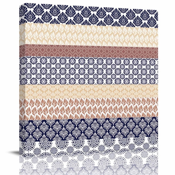 Framed Canvas Wall Art for Living Room Khaki Bohemian Wall Decor, Tribal Geometric Stripes Aesthetic Paintings for Bedroom Office Kitchen Bathroom, Ready to Hang Artwork Wall Pictures 8x8 Inch