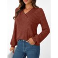 thumbnail image 6 of Cogild Womens V Neck Ribbed Knit Long Sleeve Solid Color Pullover Tops Shirts for Womens Soft Casual Fall Autumn Sweaters for Womens, 6 of 6