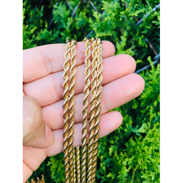 Gold Filled Rope Chain for Men 24" / Rope Necklace Unisex for Everyday / Cadena Rope en Oro Laminado / Cadena Soga para Hombre - Walmart.com