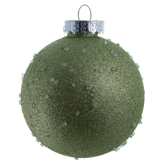 Vickerman 4.75" Celadon Ice Ball Ornament. This textured ornament has a rough and icy look with a hint of delicate sparkle. Incorporate these ornaments into your holiday design for added texture. Incl