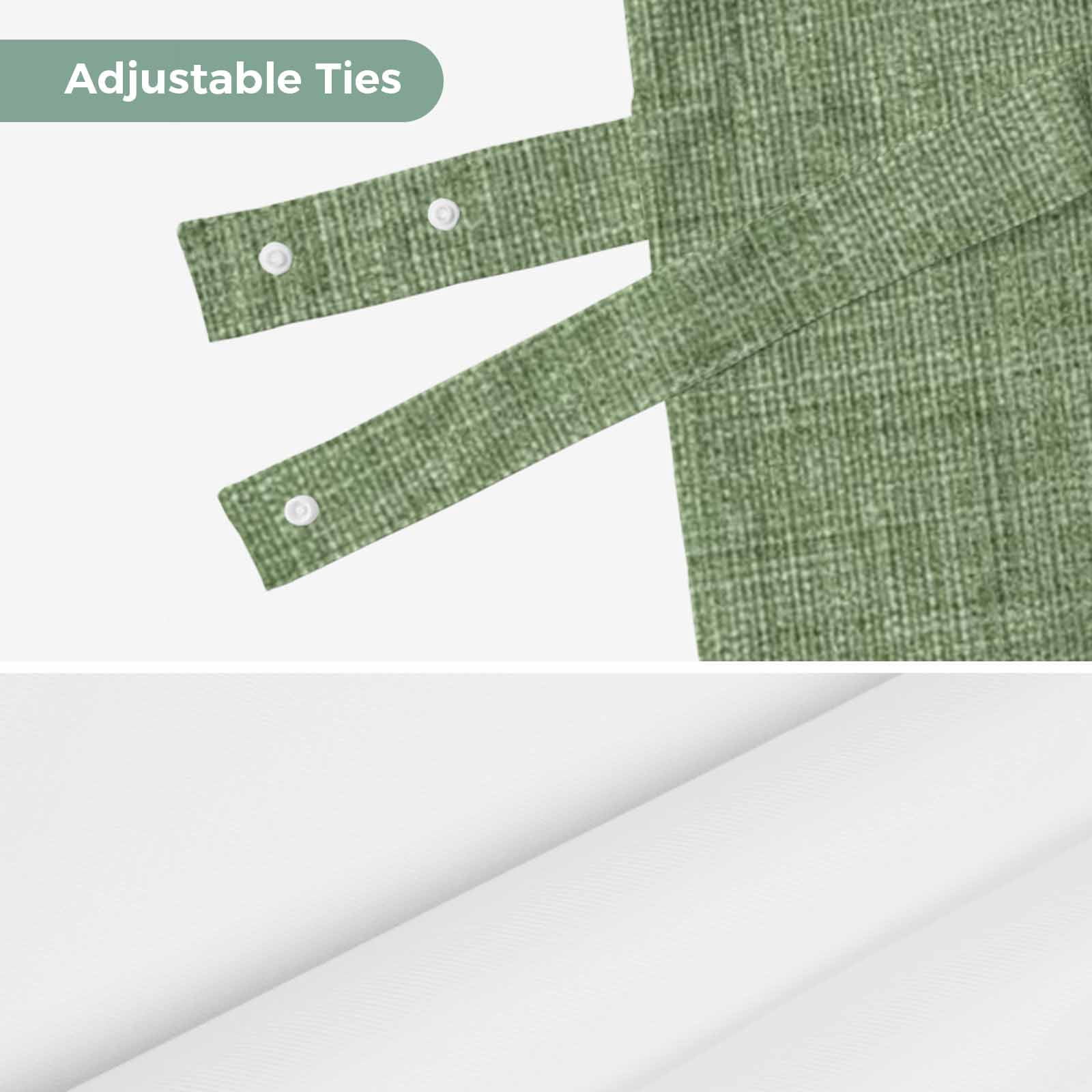 Vintage Forest Green Tie Up Valance Curtains for Windows, Kitchen Curtains Window Treatments, Farmhouse Retro Solid Color Linen Texture Short Window Shades Valances for Bedroom Bathroom Cafe 54"x18"