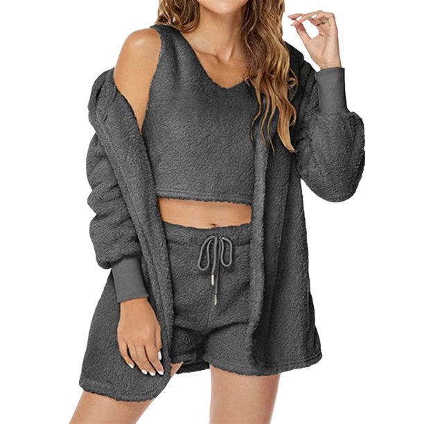 Traje informal de 3 piezas para mujer, suave y cómodo, para el hogar