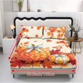 thumbnail image 5 of Qpednta Autumn Pumpkin Fitted Sheet Set, Easy Care Lightweight 3 Pieces Fitted Sheet Set with 2 Pillowcases, Wrinkle‑Free Elastic Band Bedding Cover Set for Guest Room Dormitory, 5 of 7