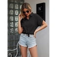 thumbnail image 2 of Camisa de cuello vuelto, blusa corta de algodón con botones y manga corta, apariencia llamativa, 2 of 5