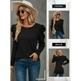 thumbnail image 7 of STARVNC Women Crew Neck Leg-Of-Mutton Long Sleeve Waffle Top, 7 of 7