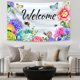 thumbnail image 3 of Bandera de bienvenida de primavera y verano de 3 x 5 pies con diseño de flores, mariposas y abejas para jardín, casa, temporada, poliéster con doble costura y 4 ojales de latón para decoración de, 3 of 5
