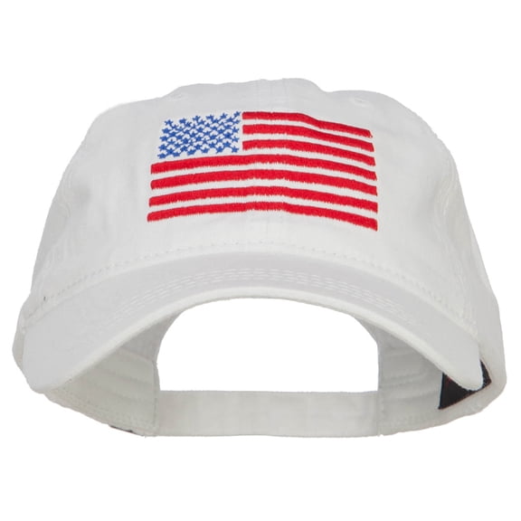 Line USA Flag Embroidered Washed Cap - White OSFM