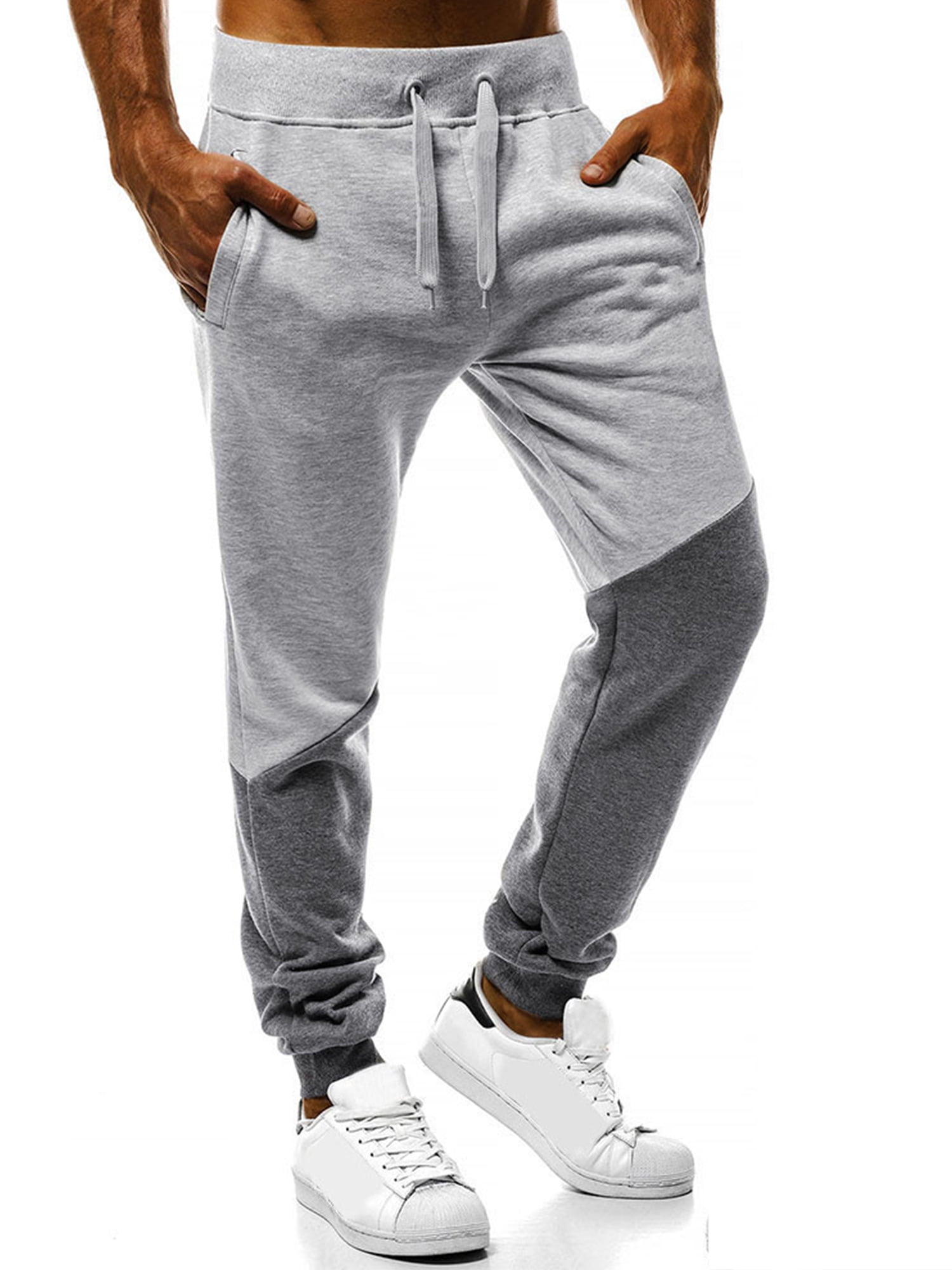 ❤Men Slim Joggings Sweatpants Sport Pants Zipper Tracksuit Joggers Trousers US❤ 