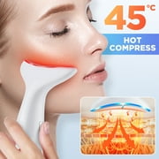 Face Massager Tool,3-in-1 Facial & Neck Beauty Tool with LED Light, Gentle Heat, and Vibration Functions (White)