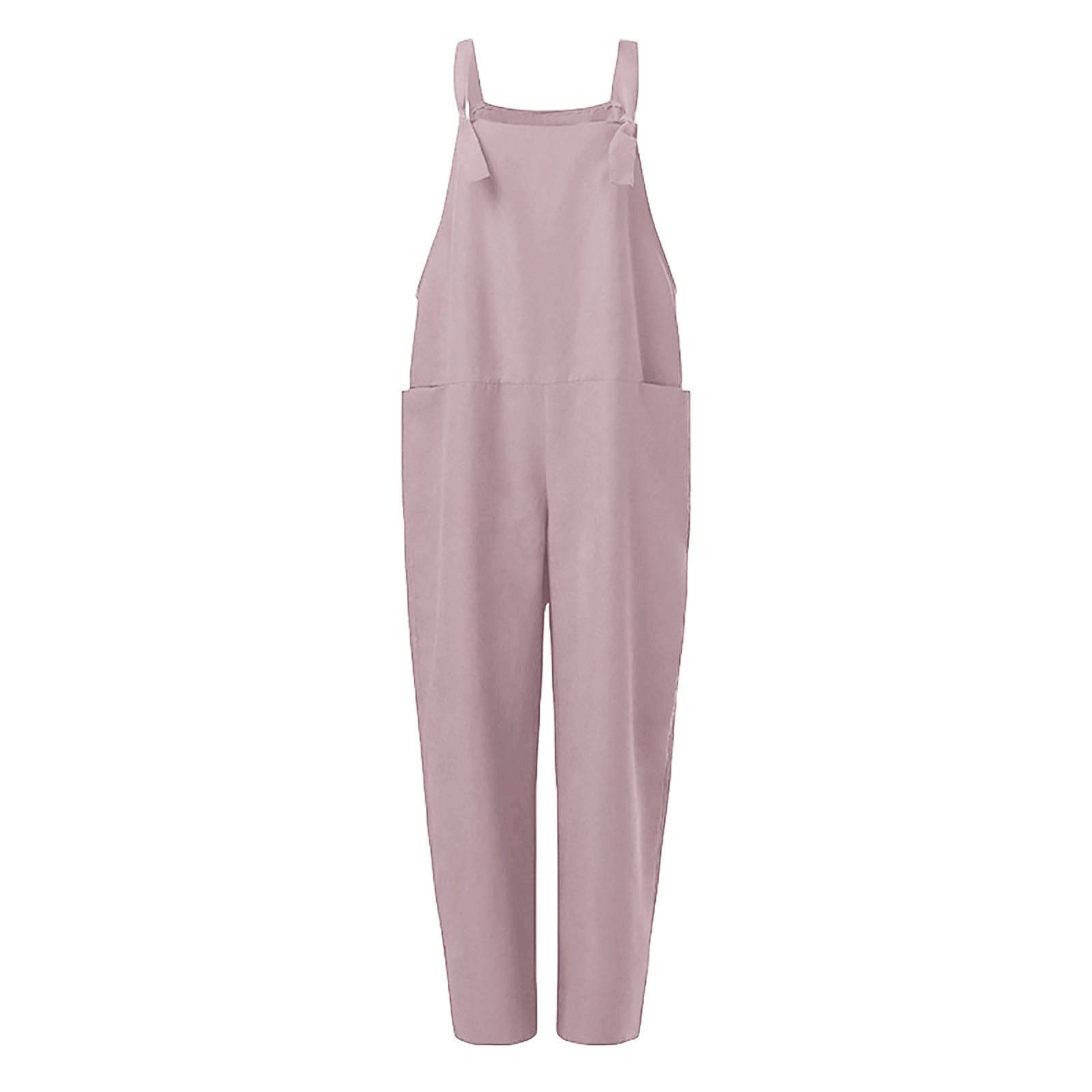 Oplxuo Womens Plus Size Wide Leg Jumpsuit Loose Cotton