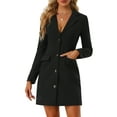 thumbnail image 1 of Unique Bargains Robe Blazer Décontractée pour Femmes Col à Revers Cranté Bureau Travail Noir TG, 1 of 6
