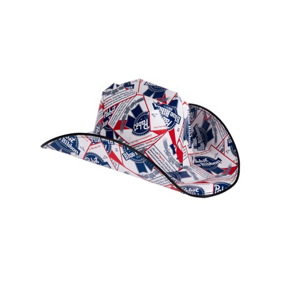 Pabst Blue Ribbon Label Cardboard Cowboy Party Hat