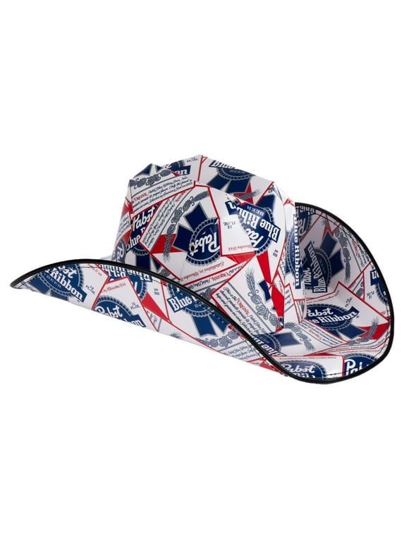 Pabst Blue Ribbon Label Cardboard Cowboy Party Hat