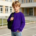 thumbnail image 6 of Kids Solid Color Waffle Knit Crew Neck Sweatshirt Boys Girls Long Sleeve Pullover Soft Lined Fall Winter Casual Basic Top for Daily School Layering Wear(Red,13-14 Years), 6 of 8