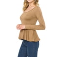 thumbnail image 4 of SSOULM Women's Long Sleeve Stetchy Knit Ruffle Hem Peplum Blouse Top with Plus Size, 4 of 5