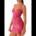 thumbnail image 2 of Vestido Corto Sin Mangas con Lentejuelas y Brillantes Diamantes de Imitación para Mujer, con Escote en V Profundo y Espalda Descubierta, Ideal para Fiestas Rosa Roja M, 2 of 7