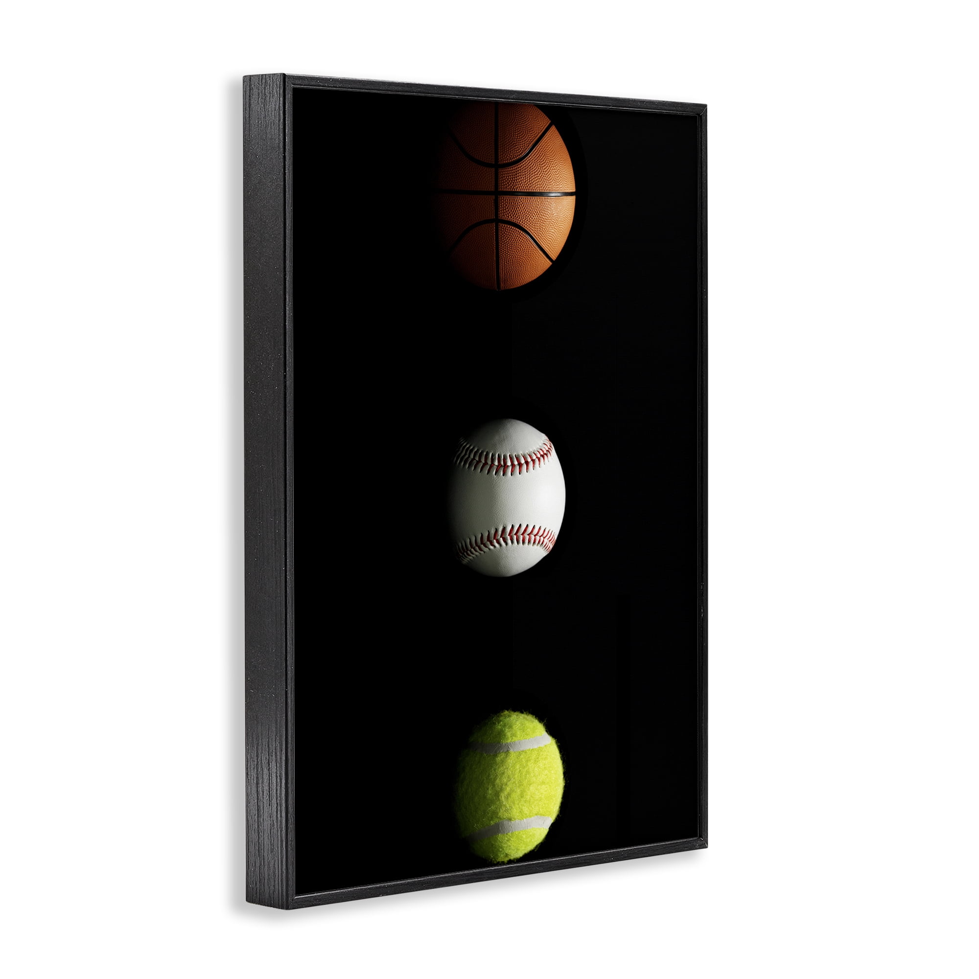 Stupell Industries Sports Balls Spotlight Black Framed Giclee Art, design by Jesse Keith