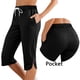 thumbnail image 2 of Pantalones de Cintura Elástica para las Mujeres Color Sólido Deportes Capris con Bolsillos Laterales, Mujeres Cintura Elástica Capris Casual Salón Bottoms de Verano, 2 of 7
