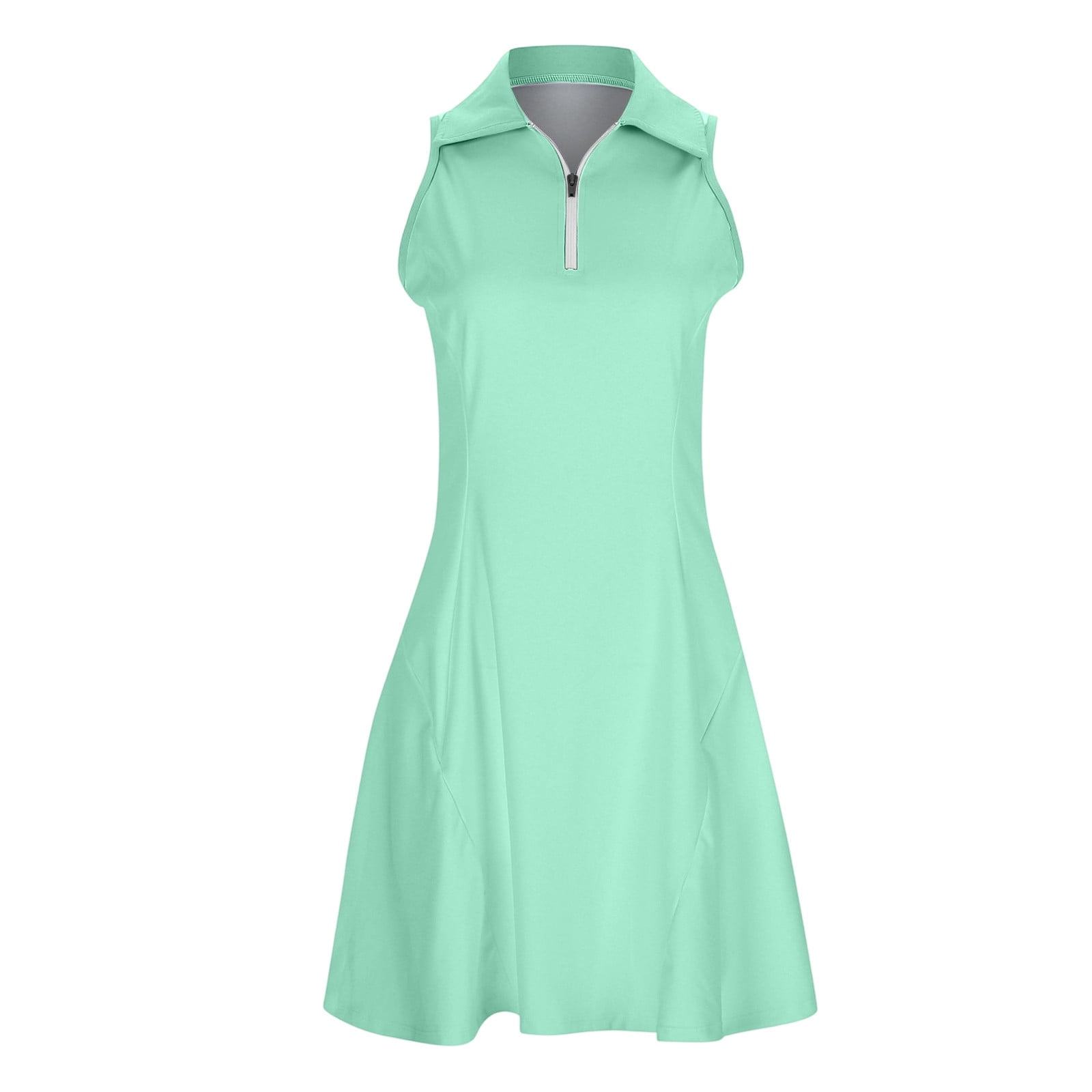 Daznico Women's Sleeveless Golf Tennis Dress Half Zip Polo Neck Built-in Shorts Pocketed Athletic Active Dress,3XL