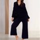 thumbnail image 2 of Mujeres con cuello en V Primavera Otoño Trajes femeninos Causal Conjunto de dos piezas Botón Uso diario FLhrweasw Nuevo, 2 of 7