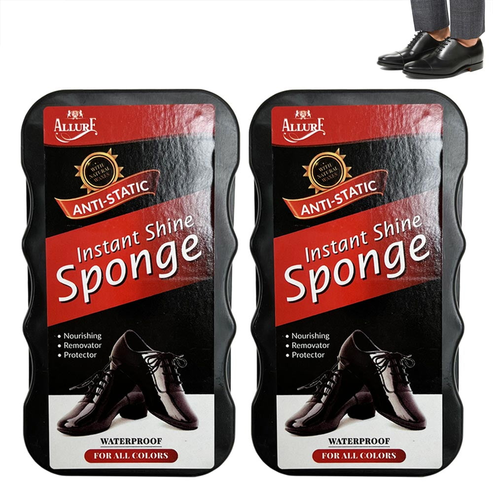 2 Pk Instant Shoe Shine Sponge Cleaning Protector Leather Care Boots