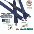 thumbnail image 4 of Holdup Suspender Company dark Blue Industrial heavy duty 2" Wide Non-elastic Suspenders with Patented No-slip Jumbo Silver Clips, 4 of 4