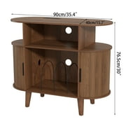 Fiogmub Record Player Stand with Sliding Door, Vinyl Record Storage Cabinet, Record Player Table