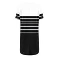 thumbnail image 4 of Womens Side Slit Tunic Tops, Short Sleeve Shirts for Women Summer Fashion Striped Printed Patchwork V Neck Short Sleeve T-Shirts with Pockets, 4 of 5