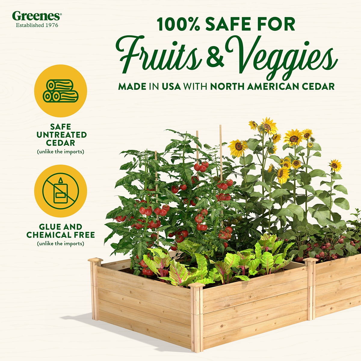 Greenes Fence 48" x 96" x 17.5" (3/4" Thick) Premium Cedar Raised Garden Bed