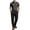 Dark Gray, variant on Dressy Two Piece Set for Knitted Short Sleeve Shirt & Pants Business Casual Office Outfit Spring Summer 2 PC Sets Black S