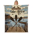 thumbnail image 1 of Erosebridal Rustic Boat Oar Fleece Blanket 90x90,Paddle Lake Life Sherpa Blanket,Cabin Decor, 1 of 6