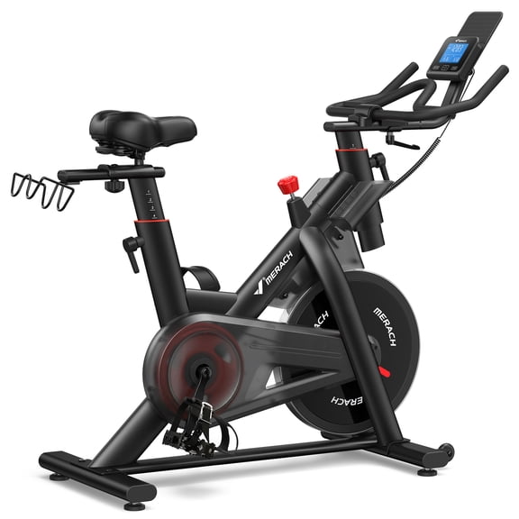 MERACH Exercise Bike with Self-Generating Power, 16-Level Electric Magnetic Resistance, 40LBS Flywheel, Bluetooth App Control, 350LBS Capacity Indoor Cycling Bike with Adjustable Seat & Handlebars