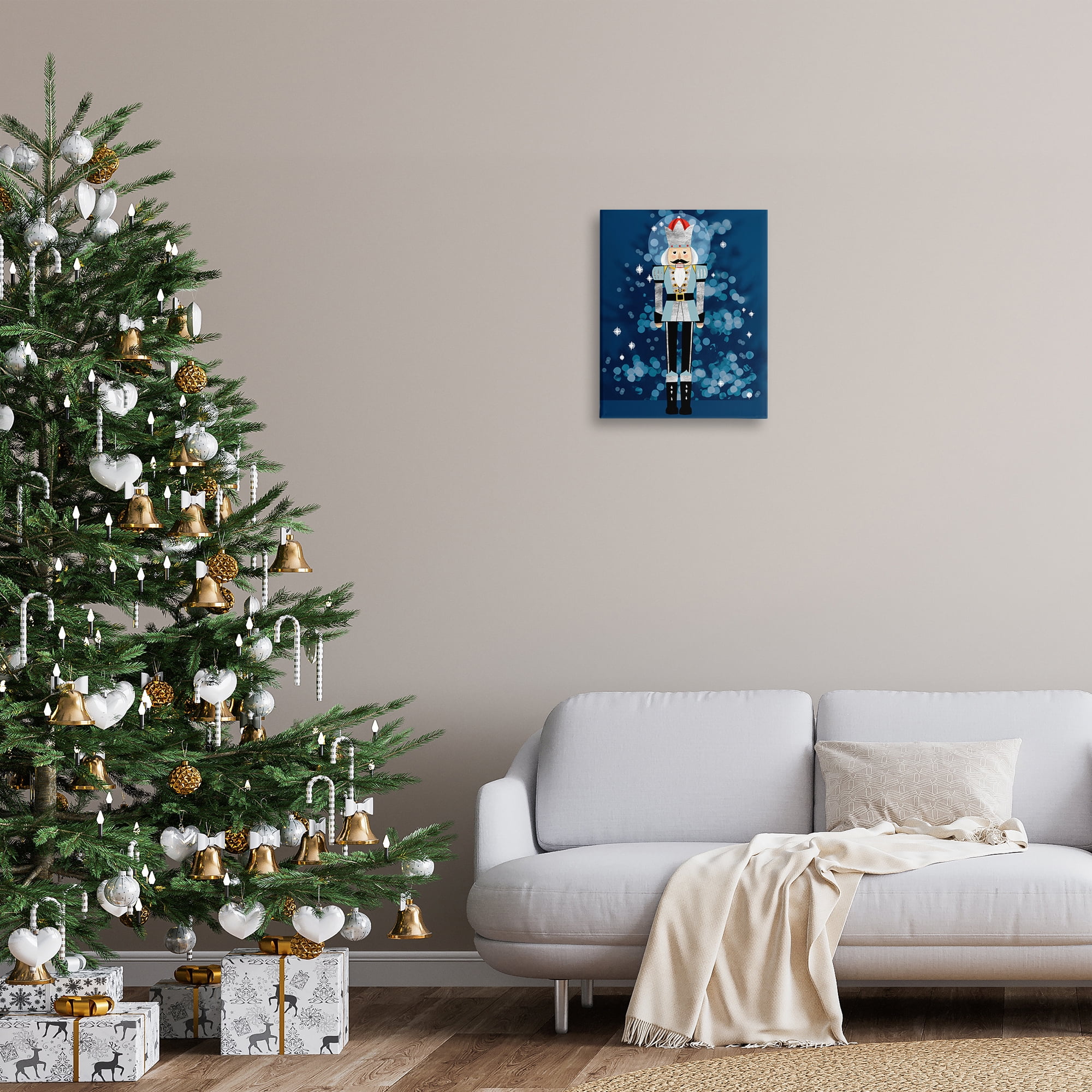 Stupell Industries Blue Holiday Nutcracker Holiday Painting Gallery Wrapped Canvas Art Print Wall Art, 16 x 20