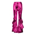 thumbnail image 4 of Endives Women's Metallic Pants Elastic Sequin Pant 70s Flared Trousers Metallic Shiny Festive Dance Pant Bell Shiny Stretchy Pant Glitter Trousers Hot Pink, 4 of 4