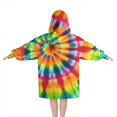 thumbnail image 2 of Colorful Tie Dye Rainbow Pattern Blanket Hoodies for Kids 6-13YR Oversize Wearable Blanket Hoodies for Boys Girls Teens, 2 of 7