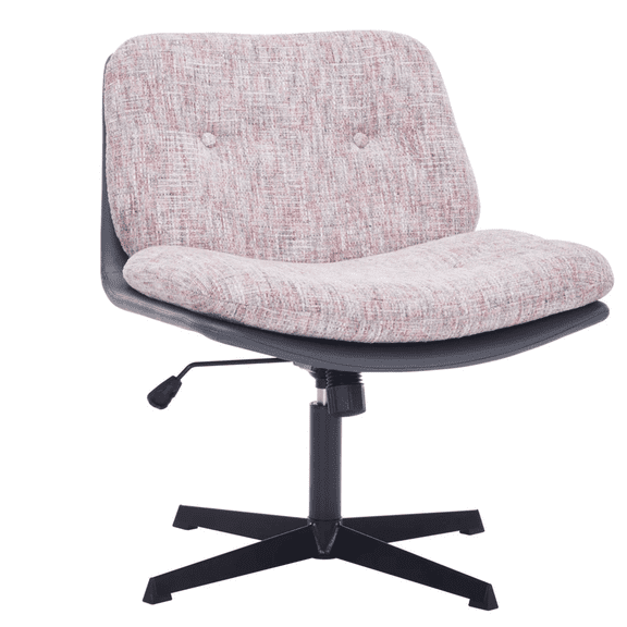Impressions Vanity Alicia Vanity Chair with Adjustable Seat Height Metal Base (Pink Tweed)