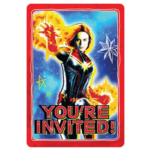 Captain Marvel Invitation Set w/ Envelopes (8ct)