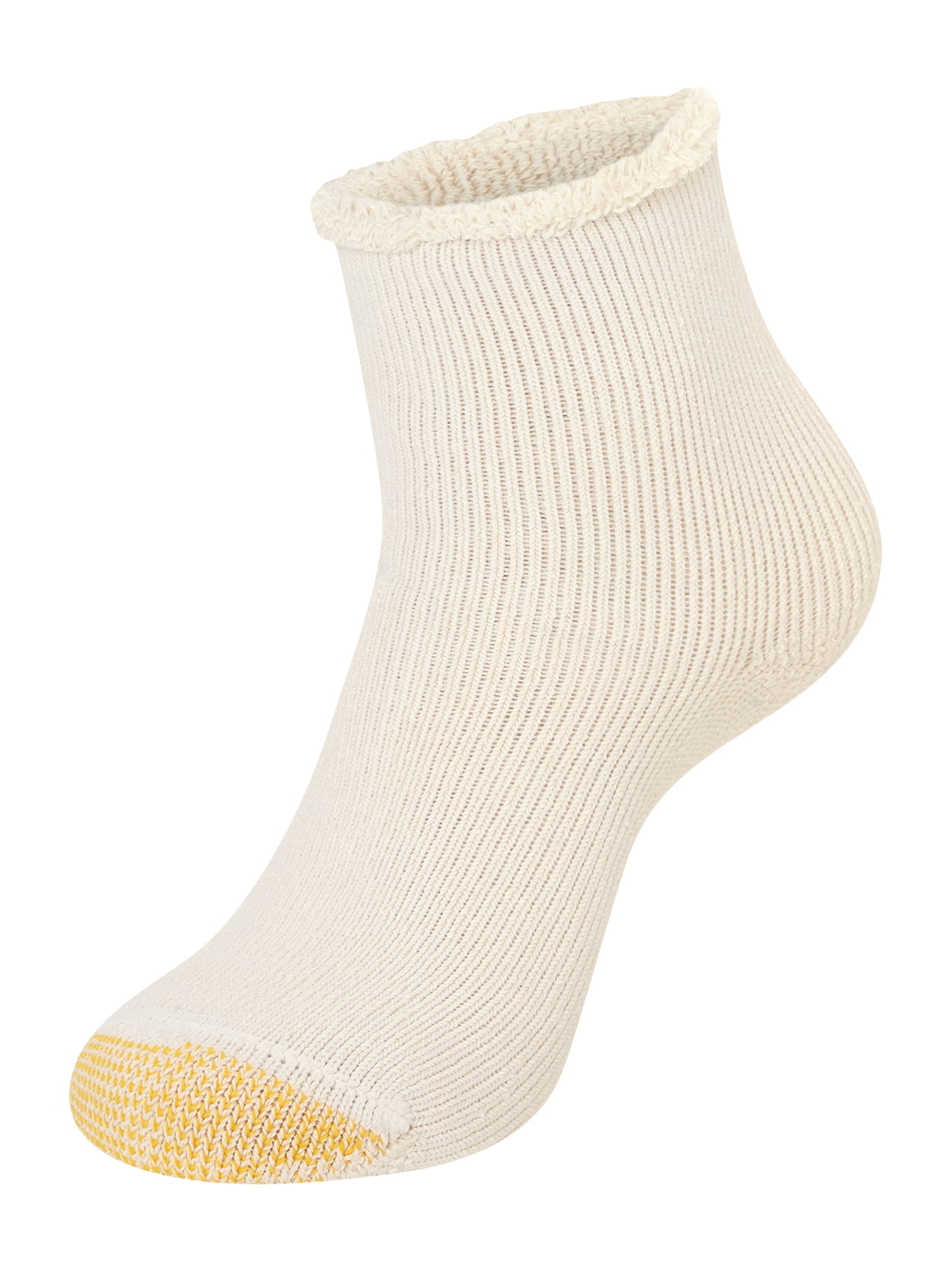GoldToe Edition Women's Roll Top Terry Quarter Socks Assorted, 3 Pairs, Size 6-9