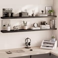 thumbnail image 4 of Floating Shelves for Wall, 48" Wood Wall Shelf Set of 2, with Invisible Brackets for Bathroom, Living Room, Bedroom, Kitchen, Nursery, 8" Deep, Black, 4 of 8