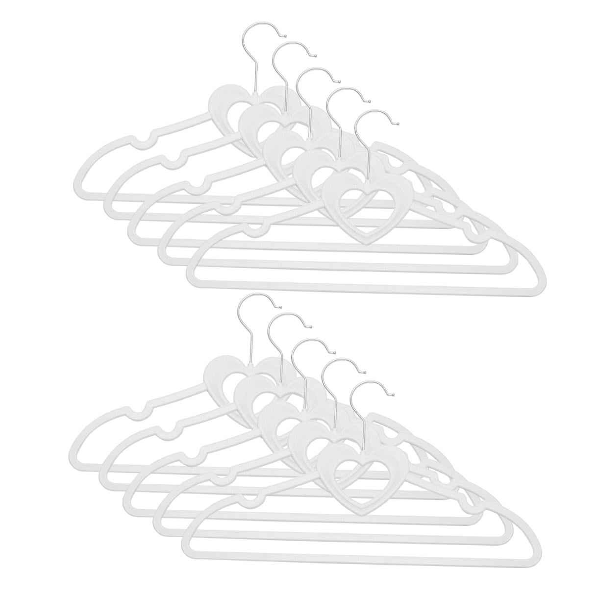 COSMOBETTY 10Pcs Heart Shaped Hangers White ABS Zinc for Clothes Rack Jackets Sweaters Pants Closet Storage