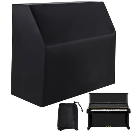 Upright Piano Cover, Dustproof Waterproof Piano Full Cover, Silver-coated Oxford Piano Protective Cover(Black)