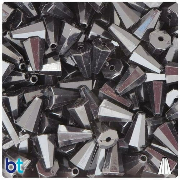 BeadTin Black Opaque 13mm Faceted Cone Acrylic Beads (120pcs)