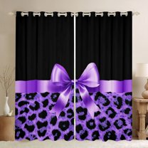 Homewish Cartoon Ribbon Bowknot Curtains Pack of 2 (42x84 Each) For Children Teens Girls,Abstract Cheetah Print Curtains Blackout,Dreamy Princess Bedroom Curtains,Microfiber Bedroom Decor