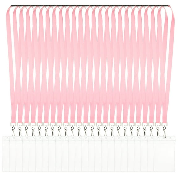 Uxcell 24Pack Colored Lanyards for ID Badges, Breakaway Lanyards for Keys, Pink