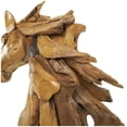 thumbnail image 5 of 31" x 33" Brown Teak Wood Handmade Horse Sculpture, by DecMode, 5 of 11