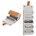thumbnail image 1 of Organizador de gafas de sol, estuche de viaje de cuero para gafas de sol con 5 ranuras, caja organizadora de almacenamiento de gafas de sol para mujeres (marrón), 1 of 7
