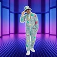 thumbnail image 6 of HNKMDK 80s 90s Men Hiphop Style Tracksuit Long Sleeved Top and Trousers Outfit Halloween Retro Disco Party Sportswear(Green,2XL), 6 of 6