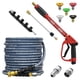 thumbnail image 1 of Kit de pistola y manguera para hidrolavadora TechSweepPro de 5000 PSI, manguera trenzada de acero resistente a las torceduras de 15 m con conector rápido giratorio de 9,5 mm y adaptadores M22 de 14 mm, 1 of 5